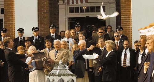 Dove release at a memorial service